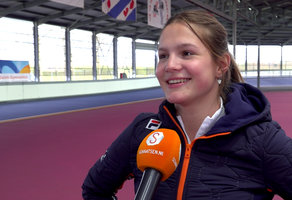 Angel Daleman raast alweer over het ijs